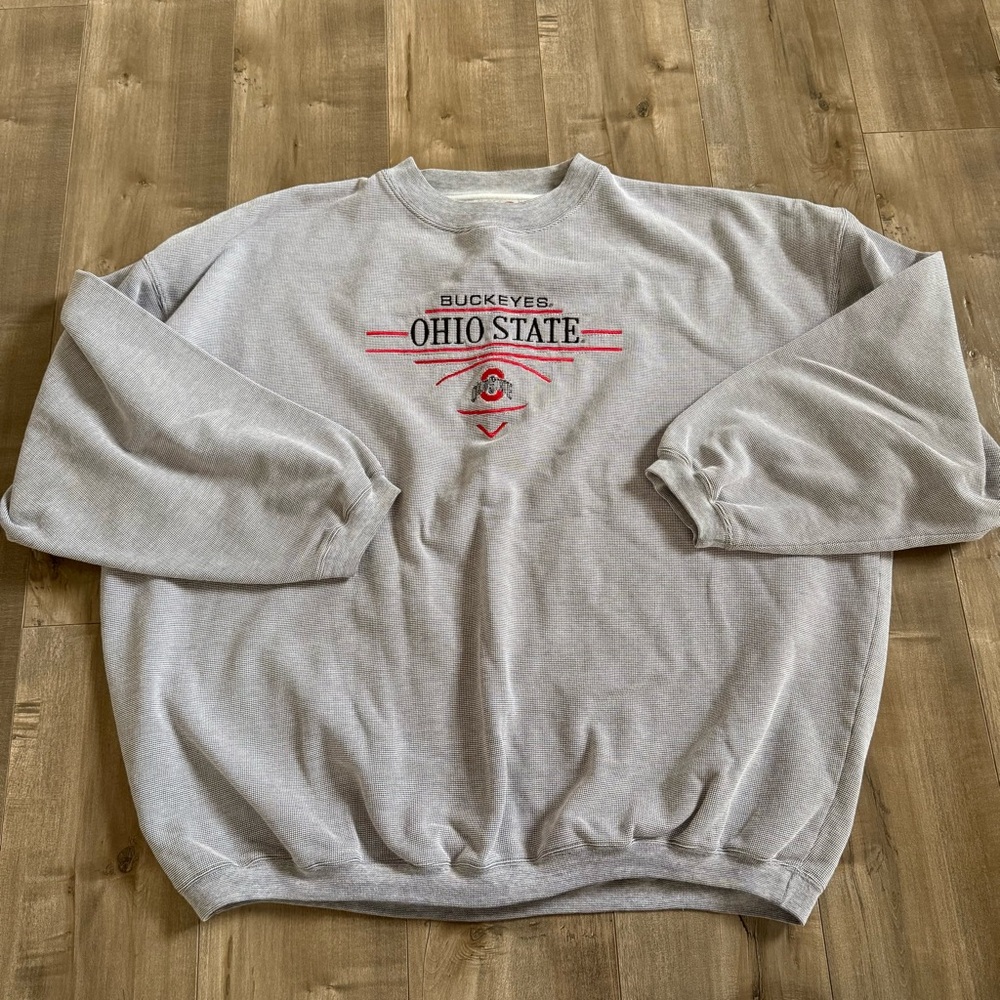Vintage‎ Cadre Athletic Sweatshirt Ohio State Buckeyes XL Embroidered Gray Crew